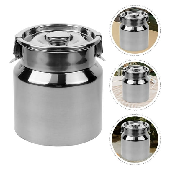 OUNONA Stainless Steel Milk Jug with Sealed Lid for Storage Use Silver Color Suitable for Kitchen and Camping 7.09 Inches