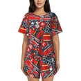 thumbnail image 1 of Fotbe Fire Sign Conjunto de Pijama Estampado para Mujer, 2 Piezas, Ropa de Dormir con Camiseta de Manga Corta y Shorts Suaves-4X-Large, 1 of 6