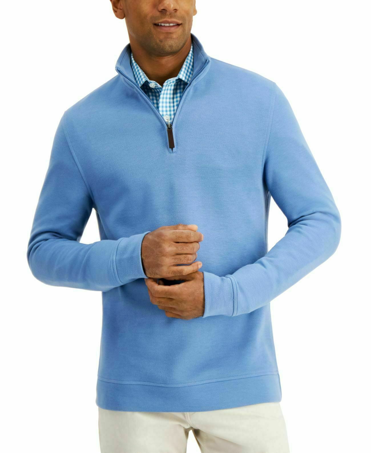 Tasso Elba Men's Quarter-Zip Sweatshirt in Quiet Harbor Blue-Size XL -  Walmart.com