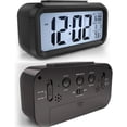 thumbnail image 2 of Reloj despertador digital inalámbrico a pilas con fecha, temperatura, sensor de luz inteligente, función de repetición de 12/24 horas para dormitorios y oficinas, 5,31 x 2,95 x 1,77 pulgadas (negro), 2 of 5