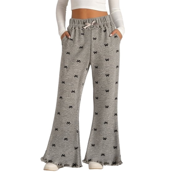 GiLiling Girls Polka Dot Bell Bottom Pants, Cute Skinny Flare Leggings for Summer Casual Wear (Dark Gray, 3-4 Years)