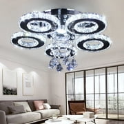Diisunbihuo Modern LED Crystal Chandeliers Round Rings Five Ceiling Lights Fixture LED Pendant Lamp