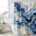 thumbnail image 4 of Blue Marble Texture Bathroom Shower Curtains with 12 Hooks Polyester Waterproof Shower Curtain for Stalls and Bathtubs Luxury Gradient Fluid Art Decorative Bathroom Privacy Curtain 54x78 Inches, 4 of 9