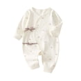 thumbnail image 2 of Mgmyaa Newborn Baby Kimono Romper Pure Cotton Long Sleeve Footless Bodysuit with Snap Closure and Moon Star Print, 2 of 7