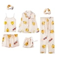 thumbnail image 5 of Conjunto de pijamas con estampado de seda para mujer, pantalones cortos de manga larga, Top de cintura elástica, ropa de dormir de salón completo, primavera y verano, 7 Uds., 5 of 5