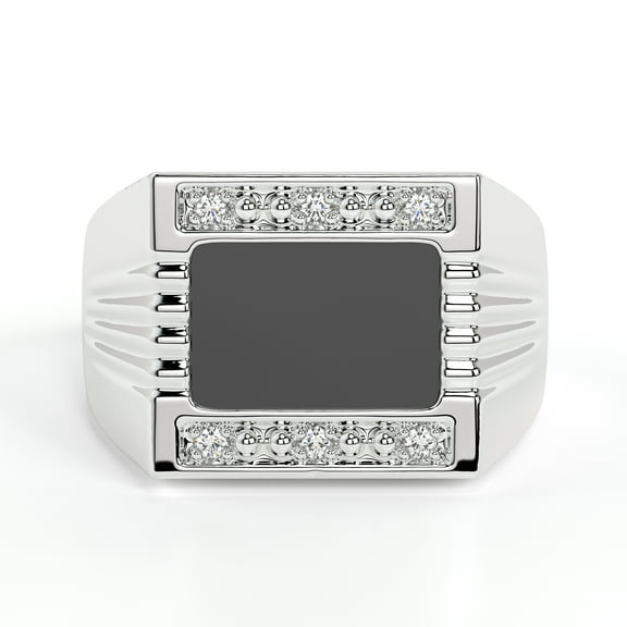 RYLOS Men's Rings Sterling Silver Designer Onyx Ring With Diamonds and Black Onyx Rings For Men Size 8