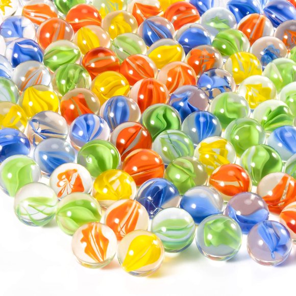 Glass Marbles Sukh Bulk, 98 unidades, mezcla de ojos de gato, 4 colores, 14 mm, 16 mm