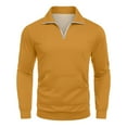 thumbnail image 6 of Zimjoy Mens Quarter Zip Pullover Long Sleeve Collared 1/4 Zipper Pullover Casual Collared Sweatshirt Pocket Sweatshirt Lightweight Fall Clothes, Earthy Yellow M, 6 of 6
