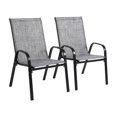 thumbnail image 4 of 2 Pieces Patio Dining Chairs,Outdoor Stackable All Weather Heavy Duty Dining Chairs Set with Armrests,Patio Chairs with High Backrest for Garden Patio Pool Beach Yard Space Saving,Gray, 4 of 8