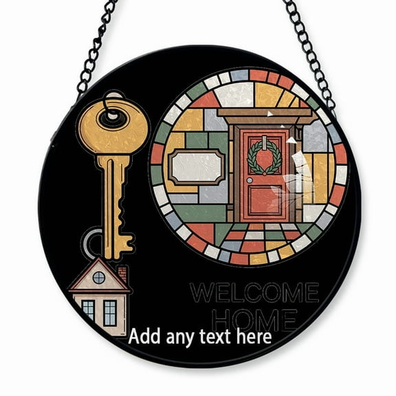 New Home Key Stained Glass Suncatcher Window Hanging – Personalized Window Hanging Gift for Man, Woman, Family or Friends, Christmas 2025 Keepsake