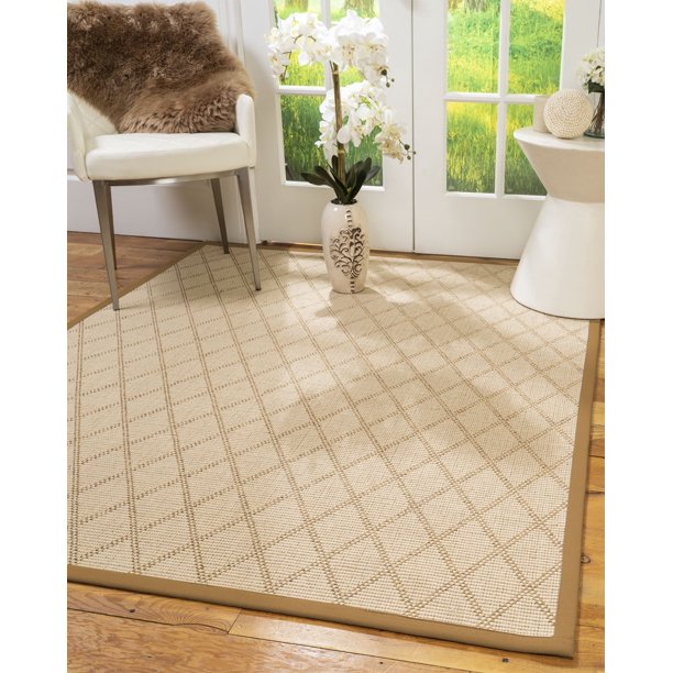 Natural Area Rugs Porto Custom Wool Sisal Rug, 8', Round Doe Border
