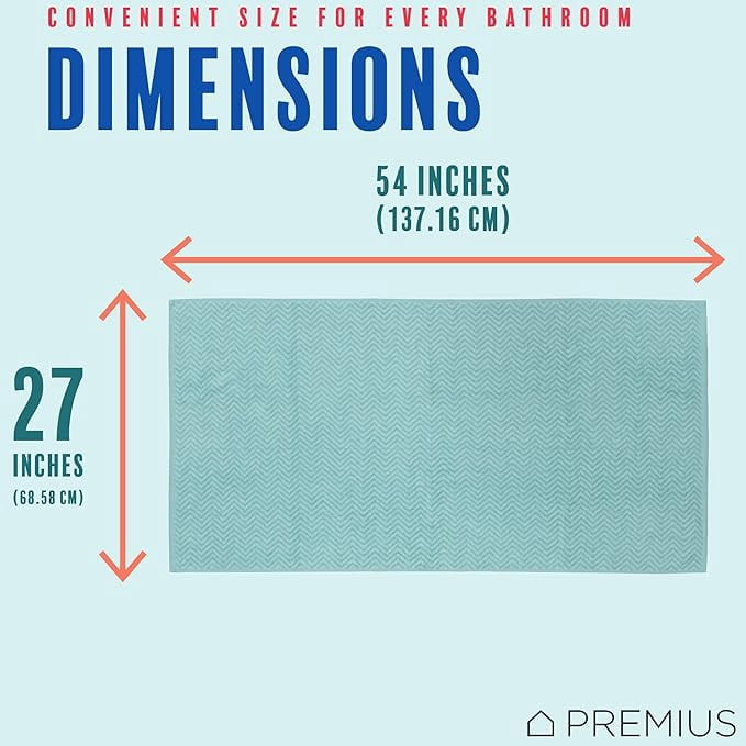 PREMIUS 2 Pack Chevron 100% Cotton Yarn Dyed Bath Towel, Aqua-Cyan, 27x54 Inches