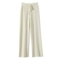 thumbnail image 6 of Wyobmus Women's Sweatpants Solid Color Casual High-Waisted Drawstring Pocket Stragit Wide Leg Pants White, 6 of 6