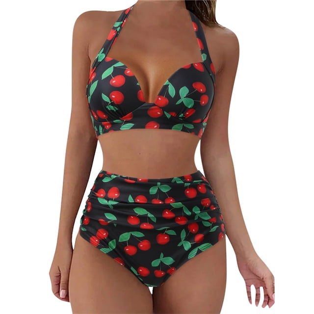 Gibobby Conjunto de Bañador Sexy 2023 nuevo traje de baño dividido moda mujer Sexy Gather Chest Bikini(Negro,G)