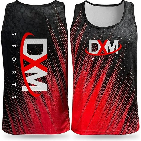 DXM SPORTS Men’s Tank Top, Athletic Sleeveless Shirt - Small, Black/Red