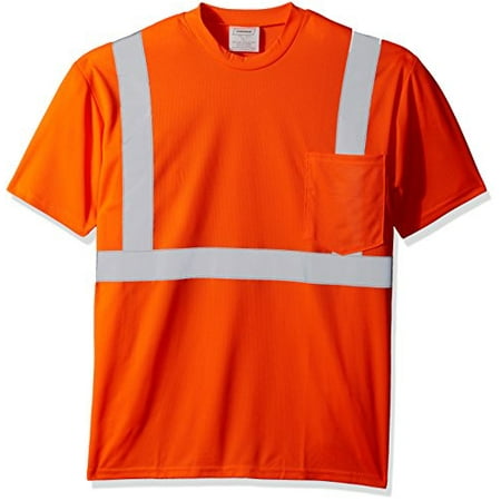 Safety Tip - Ironwear 1805-O-3-LG ANSI Class 2 Polyester Crew Neck SAFETY Shirt with Pocke...