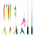 thumbnail image 4 of 12 Pcs Jouets à Plumes pour Chat Jouets Interactifs pour Chat d'Intérieur 2 Baguettes Taquin Rétractables 10 Recharges avec Clochettes Ensemble de Jouets pour Chatons et Chats, 4 of 9