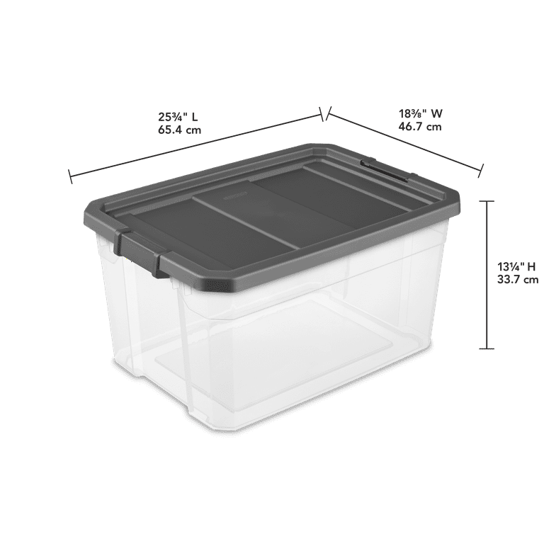 Sterilite 76 Quart Stacker Box, Durable Clear Plastic Storage Bin