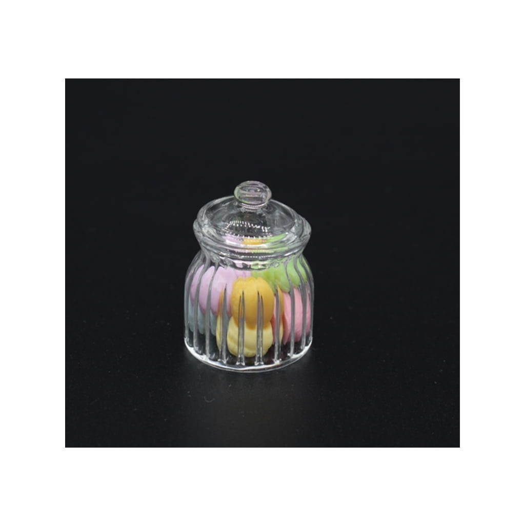 1/12 Dollhouse Miniature Glass Candy Bottles Storage Jar Food Accessory 