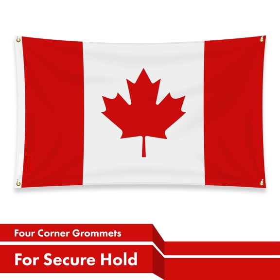 G128 3 Pack: Canada Canadian Flag | 3x5 Ft | LiteWeave Pro Series Printed 150D Polyester, 4 Corner Brass Grommets | Country Flag, Vibrant Colors, Perfect For Balcony, More Durable Than 100D 75D Poly