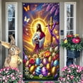 thumbnail image 6 of Uutvmp Easter Door Cover Banner, 71 x 35 Inch Easter Jesus Rabbits Door Banner, Easter Door Banner Party Accessory Hanging Banner Sign Decoration for Happy Easter Party Favors, 6 of 7