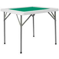 Bowery Hill 35" Square Plastic Folding Card Table in Granite White and Green