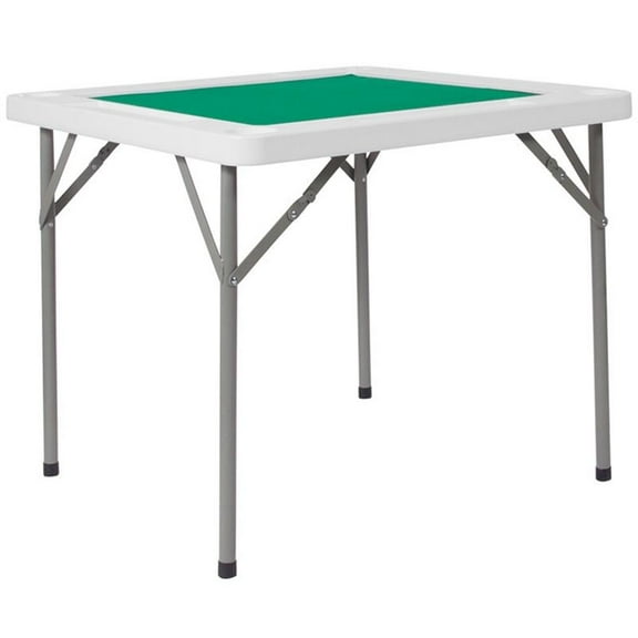 Bowery Hill 35" Square Plastic Folding Card Table in Granite White and Green