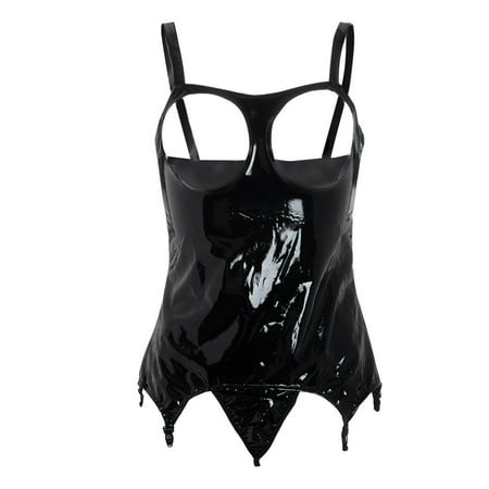 

QYZEU Bra Bandage Sleepwear Womens Leather with Thong Bra Underwear Hollow Wet Lingerie