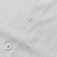 thumbnail image 6 of hlysgo Men's Linen Cotton Shirt Short Sleeve Band Collar Button Down Shirt Casual Summer Beach Vacation Shirts White,S, 6 of 6
