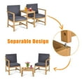 thumbnail image 5 of Gymax 3 in 1 Acacia Wood Furniture Set Patio Outdoor w/ Cushion Coffee Table, 5 of 7