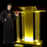 Transparent Rolling Acrylic Podium, Led Acrylic Church Podium, Church Podium, Church School Podium with Casters, Vertical Reading Table,Clear