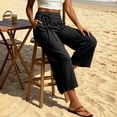 thumbnail image 7 of Linen Pants Women Petite High Waisted Wide Leg Trendy Culottes Summer 2026 Casual Vacation Trousers with Pockets Gray S, 7 of 7