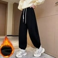 thumbnail image 2 of SJLDQY Girls Lined Pants Casual Elastic Waist Drawstring Joggers for Girls Solid Color Baggy Sweatpants with Pockets, 2 of 7