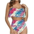 thumbnail image 1 of Trajes de baño Amzcrzy Tankini para mujer, trajes de baño, traje de baño de bikini con control de abdomen, conjunto de traje de baño con volantes para mujer, multicolor, M, 1 of 5