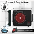 thumbnail image 3 of VBGK Electric Cooktop, 1800W Single Burner Induction Cooktop with 9 Power Levels, Timer and Knob Control, 110-120V, 3 of 8