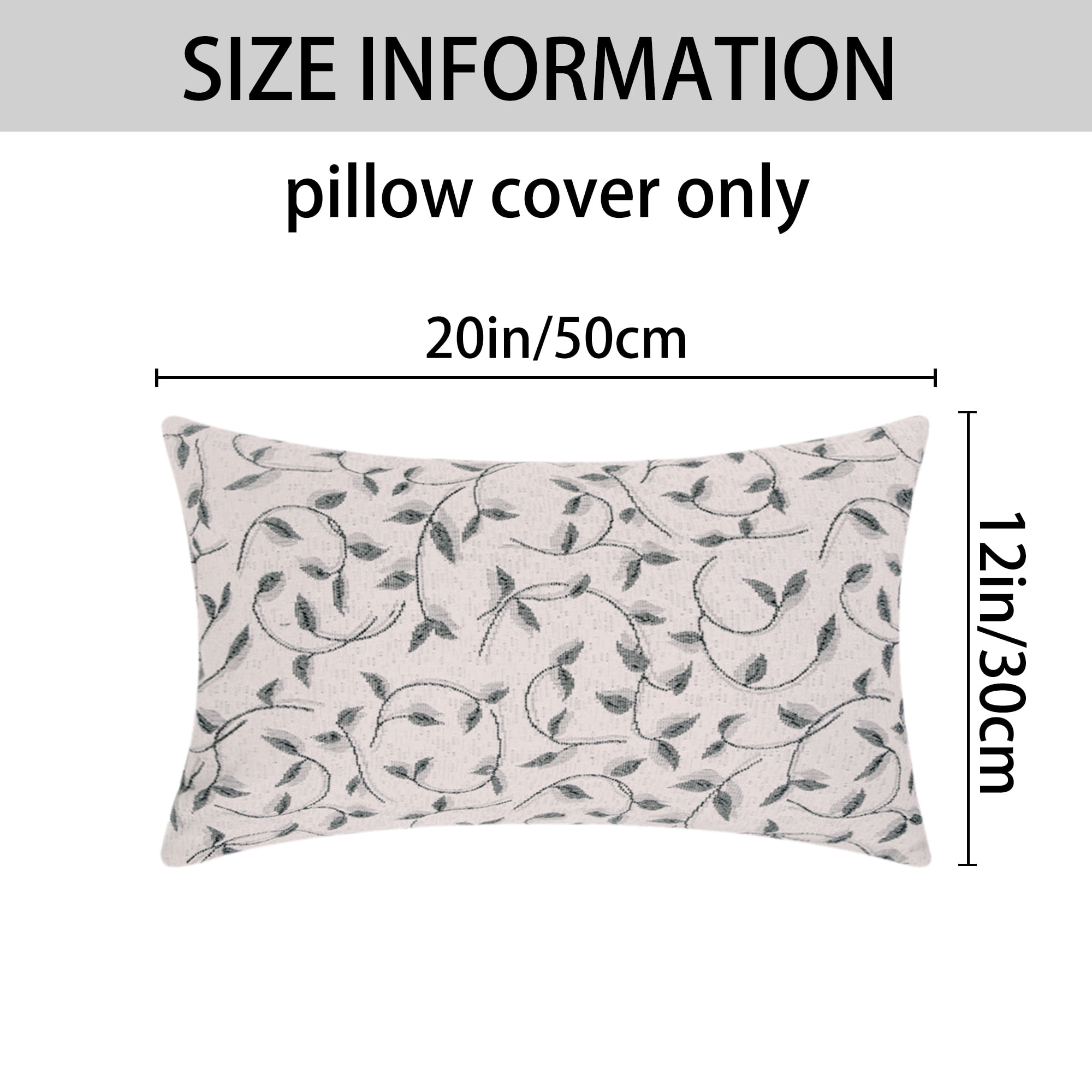Unique Bargains Set of 2 Wild Flower Decorative Cushion Cover Grey 12" x 20"