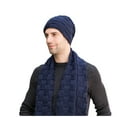 thumbnail image 3 of beishanbush Bomber Hats Men's Winter Knitted Windproof Hat Scarf Gloves Three-piece Winter Knitted Hat Men's Warm Hat Navy, 3 of 5