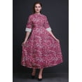 thumbnail image 2 of Bimba Floral Printed Roll Up Sleeves Button Down Mid-Calf Women Shirt Dress-XXX-Large, 2 of 5