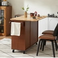 thumbnail image 6 of Kitchen Island with Drop Leaf Counter Top, Rolling Kitchen Island with Storage, Barn Door Kitchen Island Table Tower Rack, Island Table On Wheels for Kitchen, Brown, 6 of 8