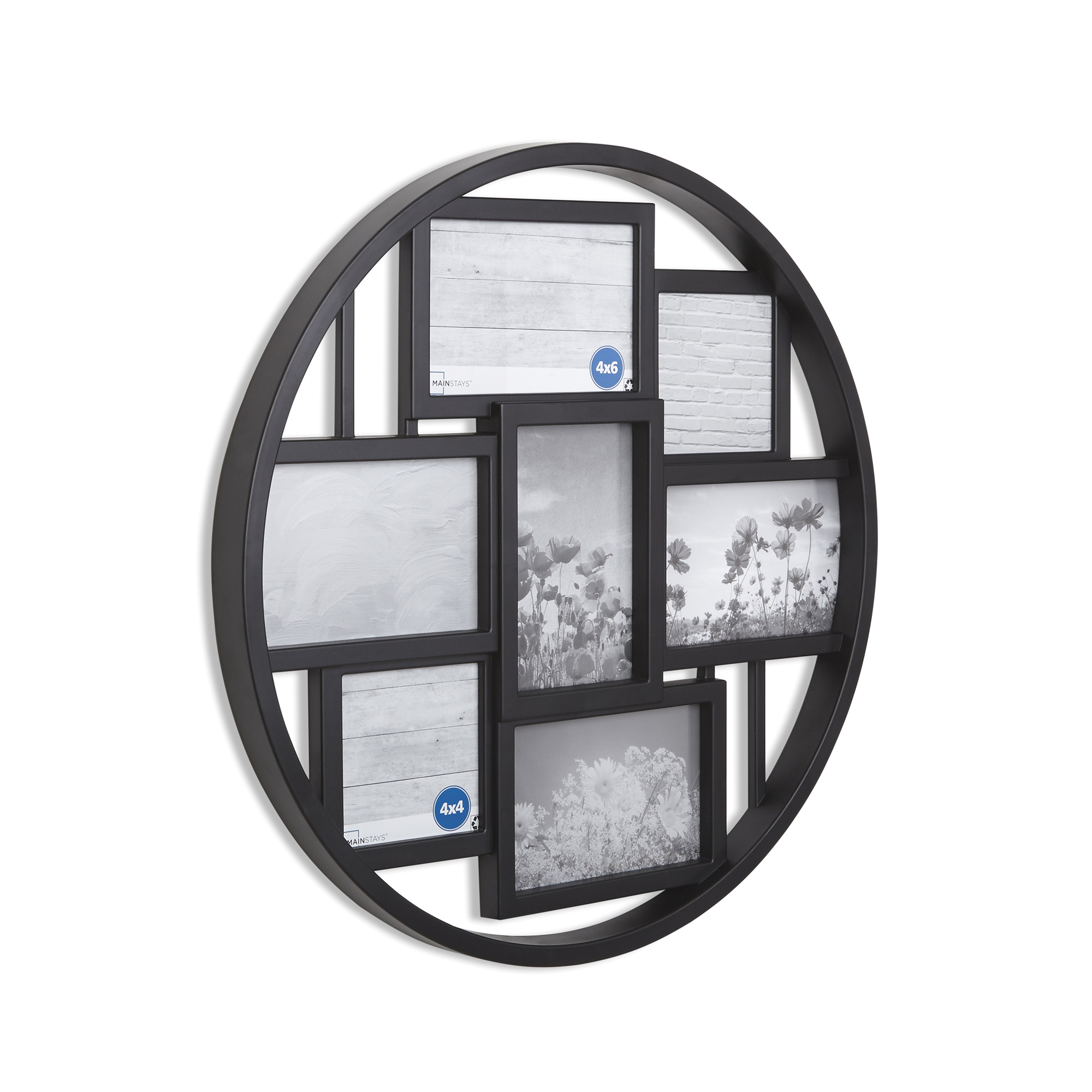 Mainstays 7-Opening 4x6 and 4x4 Round Black Collage Picture Frame - image 2 of 5