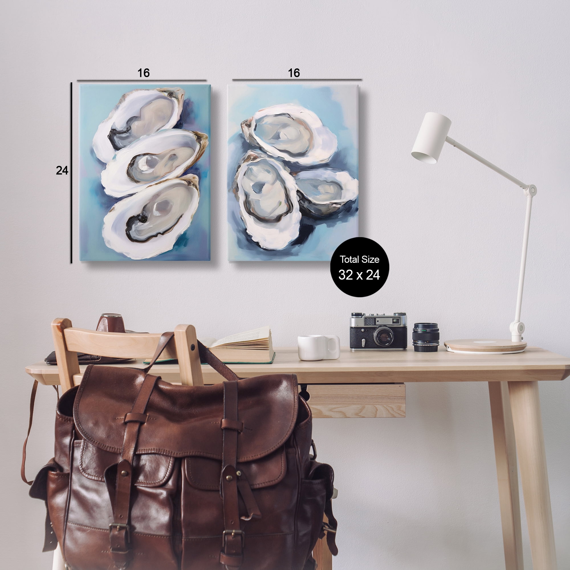 Stupell Industries Trio Half Shell Oysters Nautical & Beach Painting Wrapped Canvas Art Print Wall Art, 16 x 24, Set of 2