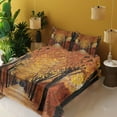thumbnail image 3 of Ambesonne Autumn Fitted & Top Sheet Set with Shams, Pathway in the Woods, Orange Brown, 3 of 5