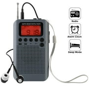 Portable AM FM Two Band Radio with Alarm Clock & Sleep Timer, Digital Tuning Stereo Radio with 3.5mm Headphone Jack