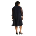 thumbnail image 4 of R&M RICHARDS Womens Navy Sequined Sheer Shawl-collar Evening Jacket Plus 20W, 4 of 4