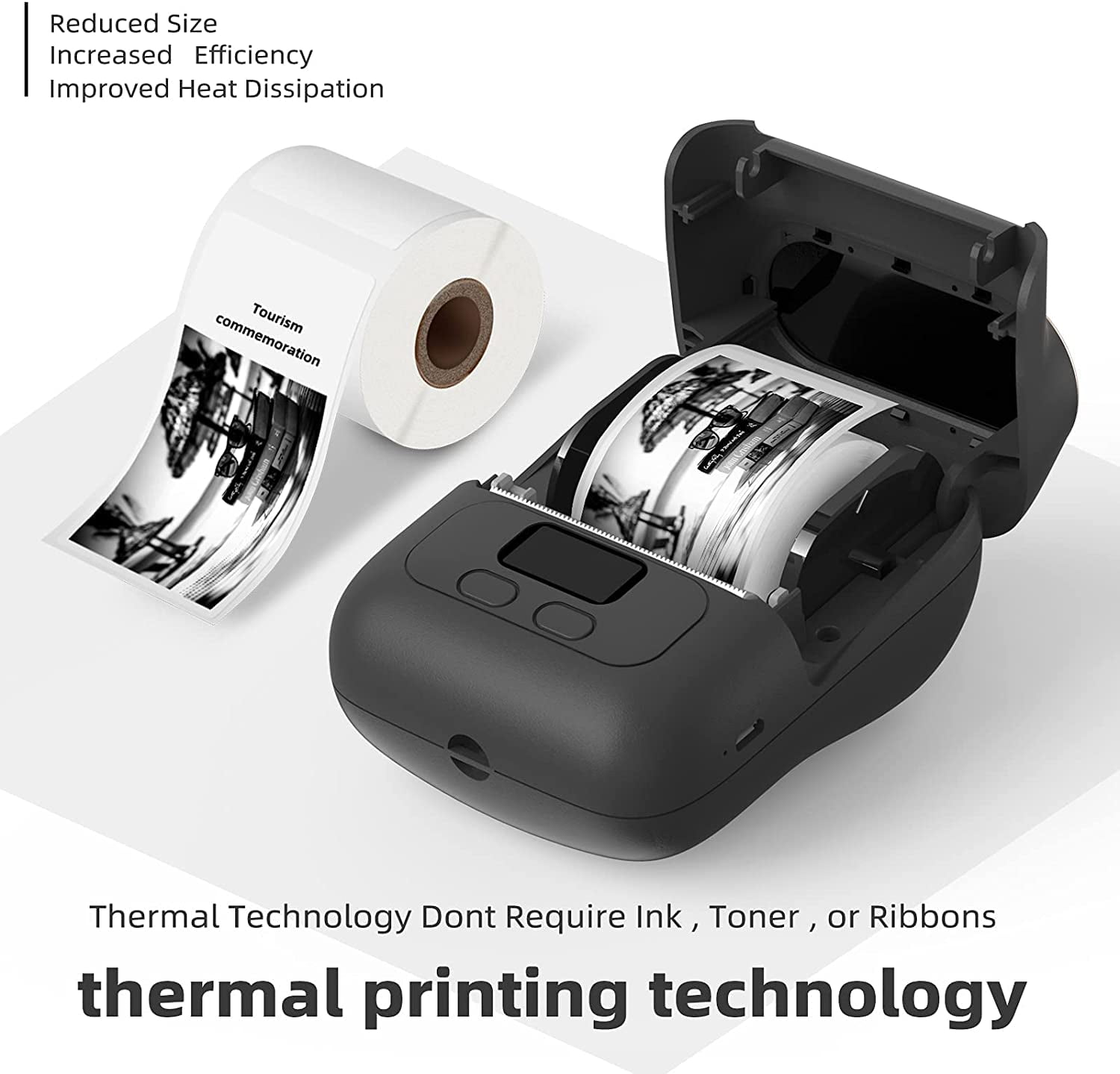 Phomemo M110 Thermal Label Printer - Portable Bluetooth Address Label Maker for Small Business, Barcode & Retail, Compatible with Phones & PC (Black)