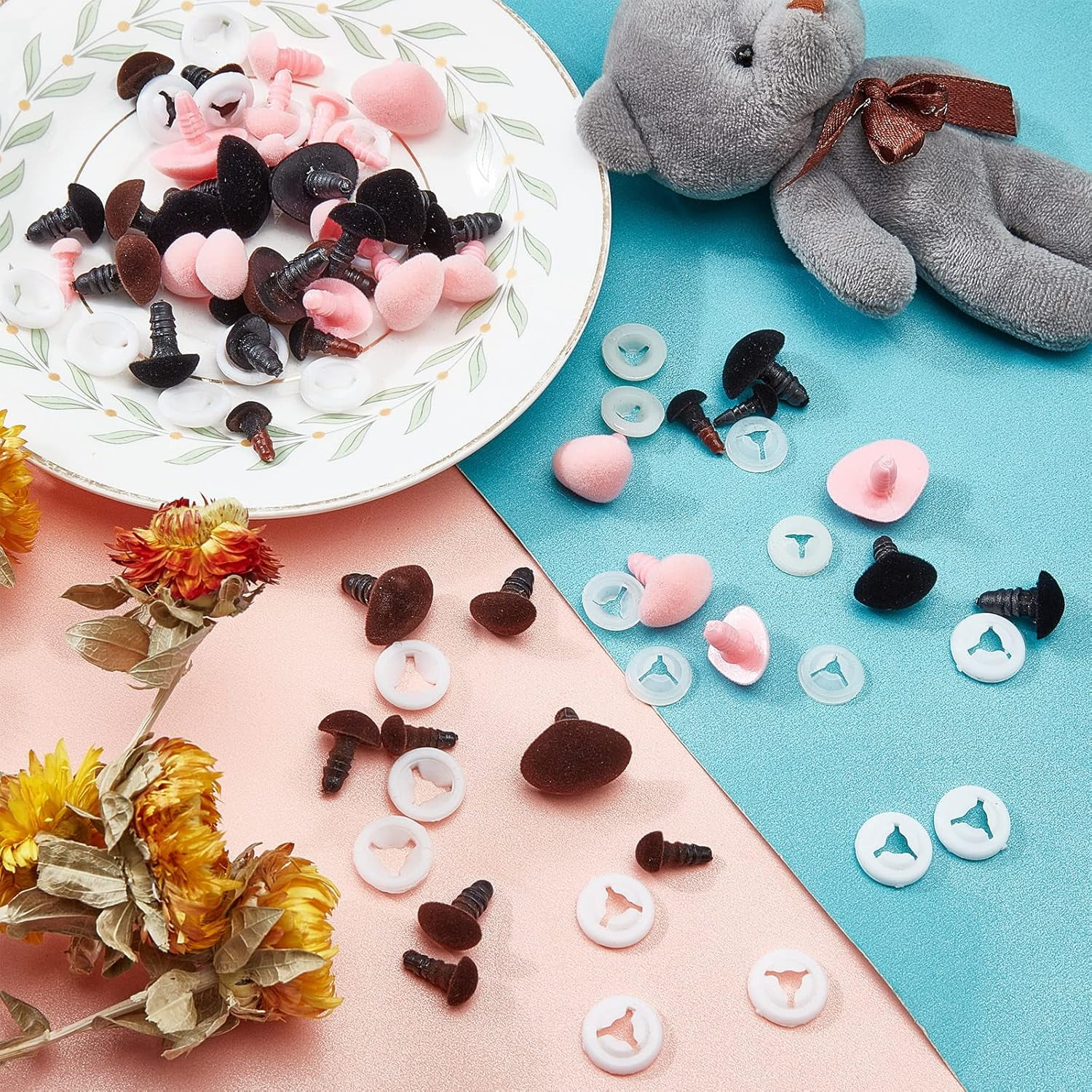 TOAOB 100pcs Safety Eyes & Noses Kit - 12mm To 30mm Black Plastic, For Amigurumi & Stuffed Animals