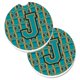 thumbnail image 1 of "Treasures Letter J Football Aqua, Orange & Marine Blue Juego de 2 posavasos para portavasos CJ1063-JCARC, 2.56, multicolor" Caroline's Treasures CJ1063-JCARC, 1 of 1