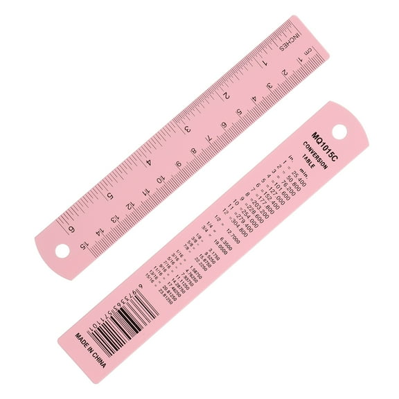 6 Inch Metal Ruler, Aluminum Alloy Metric Ruler with Inches and Centimeters Precision Measuring for Office Engineering Drafting, Pink