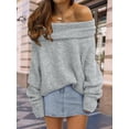 thumbnail image 6 of Womens Off The Shoulder Sweater Oversized Batwing Sleeve Loose Pullover Sweaters Tops, 6 of 13