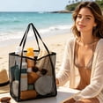 thumbnail image 5 of onlyliua Breathable Mesh Beach Tote Bag Large Capacity Transparent Net Shoulder Shopper Reusable Grocery and Travel Carryall Lightweight Washable Foldable for Pool Market and Vacation, 5 of 7